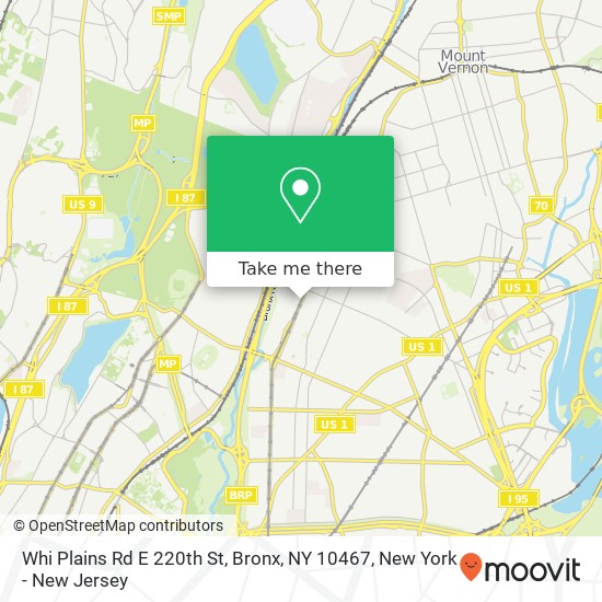 Mapa de Whi Plains Rd E 220th St, Bronx, NY 10467
