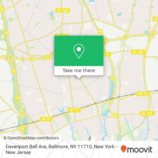 Mapa de Davenport Bell Ave, Bellmore, NY 11710