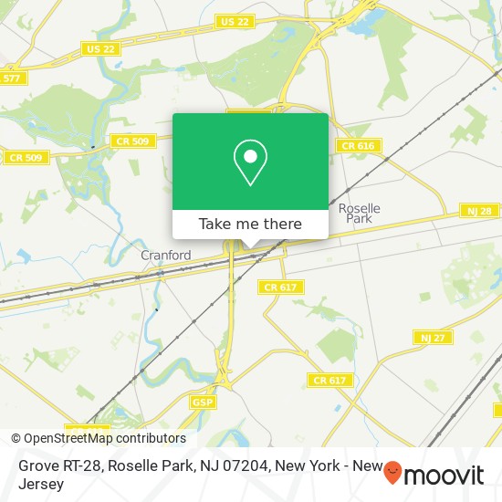 Mapa de Grove RT-28, Roselle Park, NJ 07204