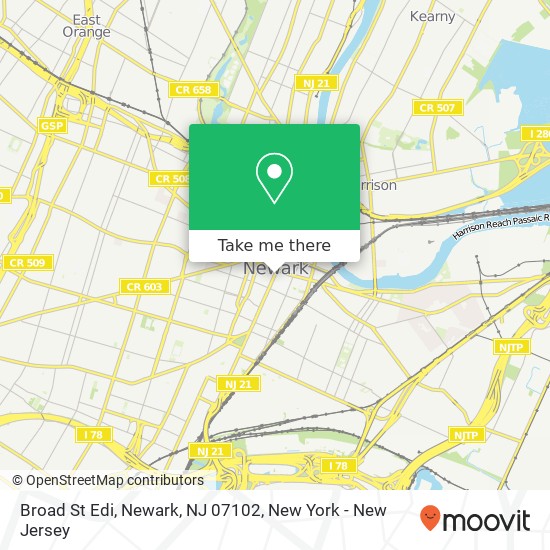 Mapa de Broad St Edi, Newark, NJ 07102