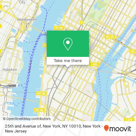 25th and Avenue of, New York, NY 10010 map