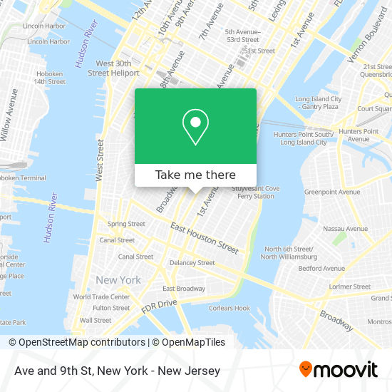 Ave and 9th St map