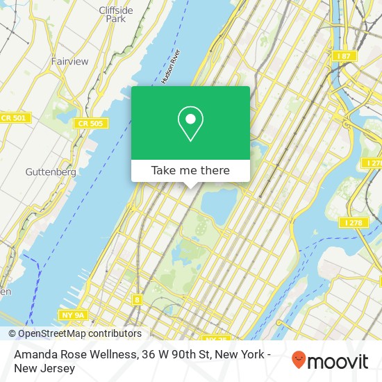 Mapa de Amanda Rose Wellness, 36 W 90th St