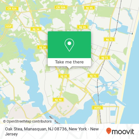 Mapa de Oak Stea, Manasquan, NJ 08736