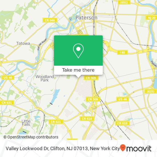 Mapa de Valley Lockwood Dr, Clifton, NJ 07013