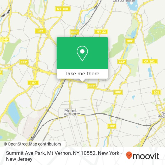 Mapa de Summit Ave Park, Mt Vernon, NY 10552