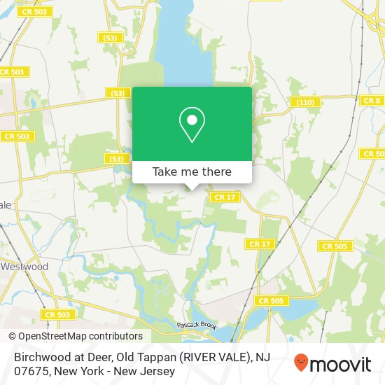 Mapa de Birchwood at Deer, Old Tappan (RIVER VALE), NJ 07675