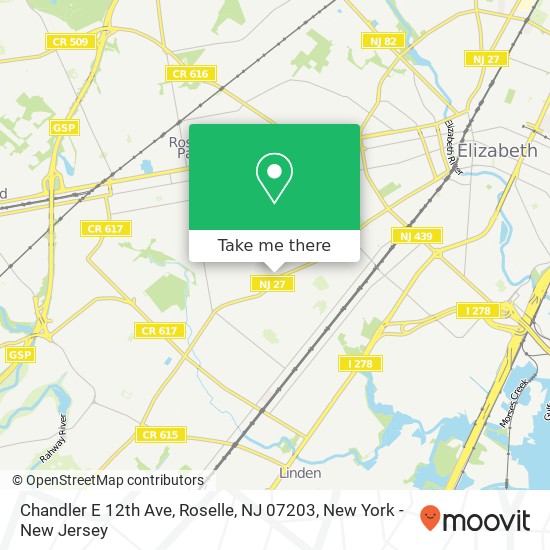 Chandler E 12th Ave, Roselle, NJ 07203 map