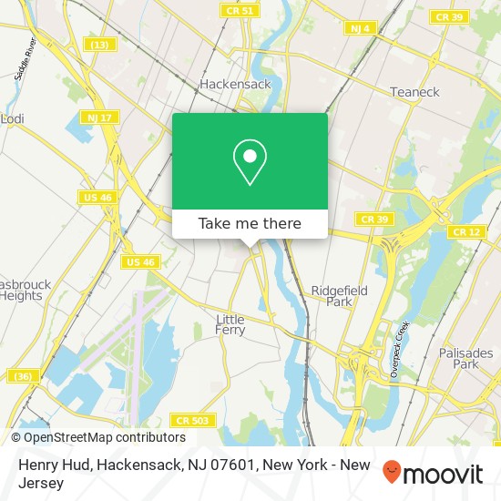 Mapa de Henry Hud, Hackensack, NJ 07601