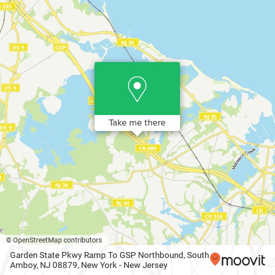 Garden State Pkwy Ramp To GSP Northbound, South Amboy, NJ 08879 map