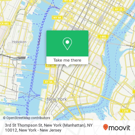 3rd St Thompson St, New York (Manhattan), NY 10012 map