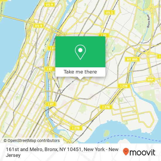 161st and Melro, Bronx, NY 10451 map