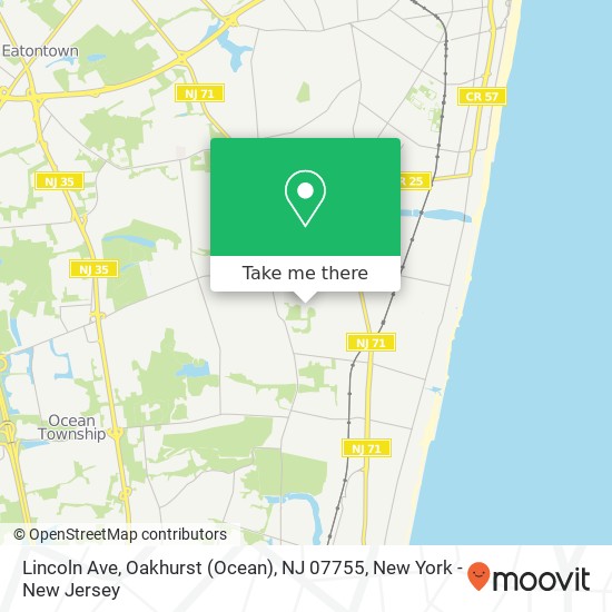 Mapa de Lincoln Ave, Oakhurst (Ocean), NJ 07755