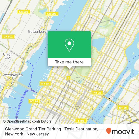 Mapa de Glenwood Grand Tier Parking - Tesla Destination