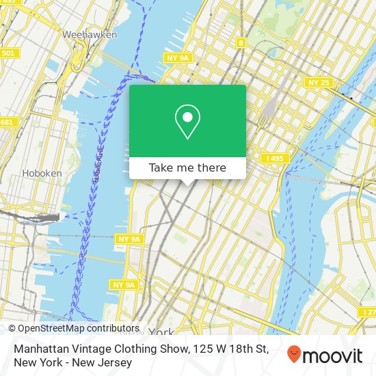 Mapa de Manhattan Vintage Clothing Show, 125 W 18th St