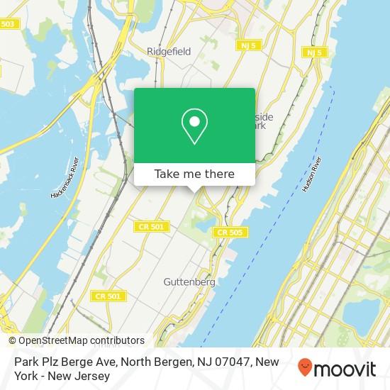 Mapa de Park Plz Berge Ave, North Bergen, NJ 07047