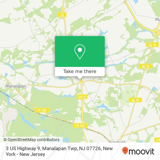 3 US Highway 9, Manalapan Twp, NJ 07726 map