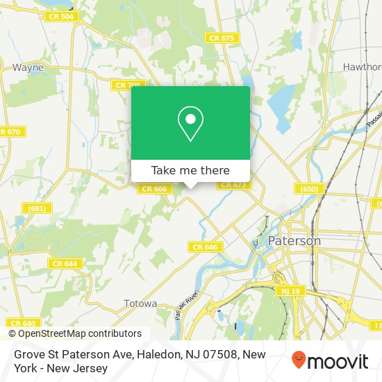 Mapa de Grove St Paterson Ave, Haledon, NJ 07508