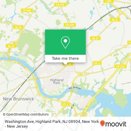 Mapa de Washington Ave, Highland Park, NJ 08904
