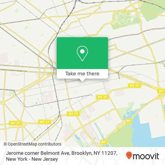 Jerome corner Belmont Ave, Brooklyn, NY 11207 map