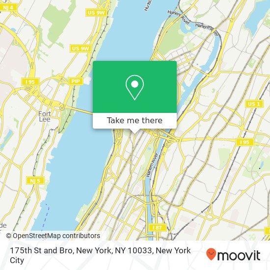 175th St and Bro, New York, NY 10033 map