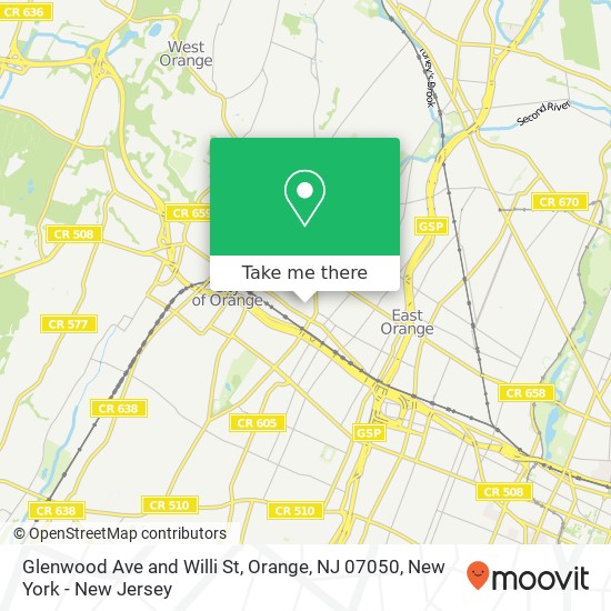 Mapa de Glenwood Ave and Willi St, Orange, NJ 07050