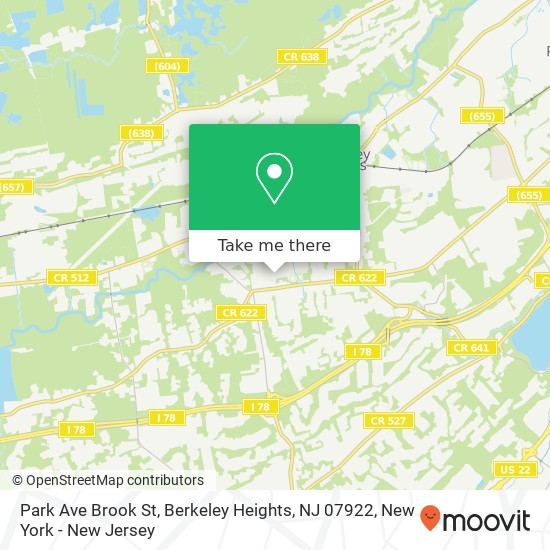 Park Ave Brook St, Berkeley Heights, NJ 07922 map