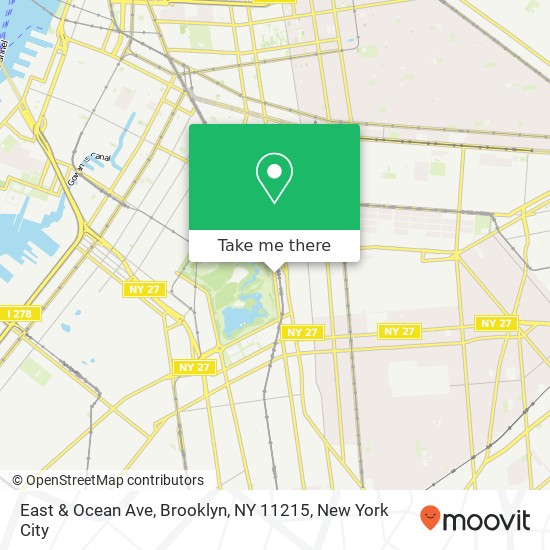 Mapa de East & Ocean Ave, Brooklyn, NY 11215