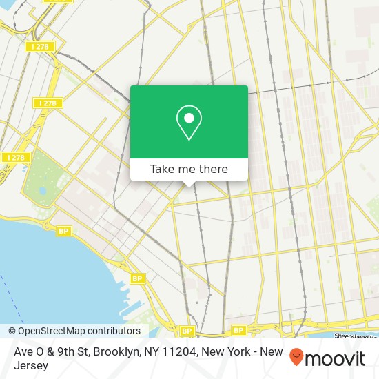 Mapa de Ave O & 9th St, Brooklyn, NY 11204