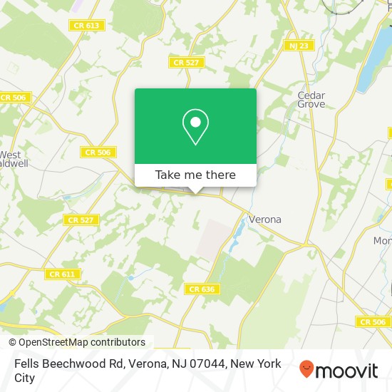 Mapa de Fells Beechwood Rd, Verona, NJ 07044