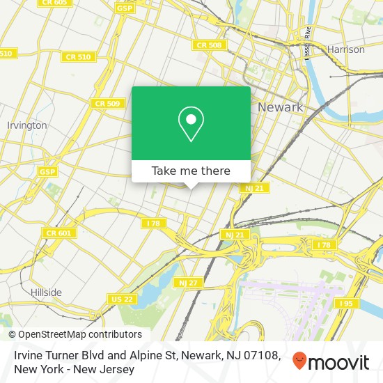 Irvine Turner Blvd and Alpine St, Newark, NJ 07108 map