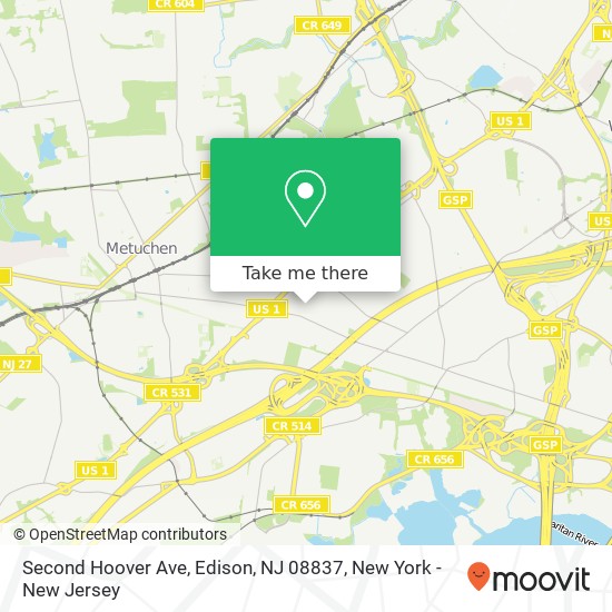 Second Hoover Ave, Edison, NJ 08837 map