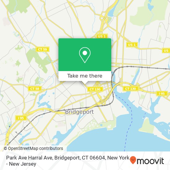 Mapa de Park Ave Harral Ave, Bridgeport, CT 06604
