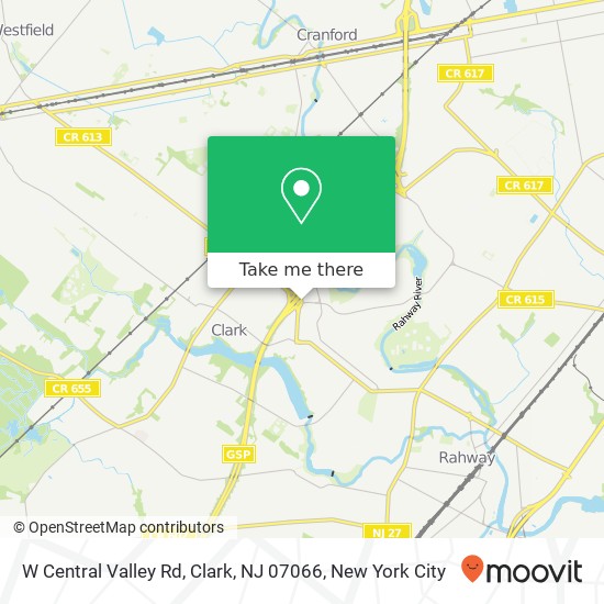 Mapa de W Central Valley Rd, Clark, NJ 07066