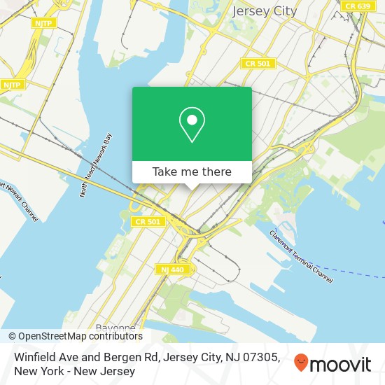 Mapa de Winfield Ave and Bergen Rd, Jersey City, NJ 07305