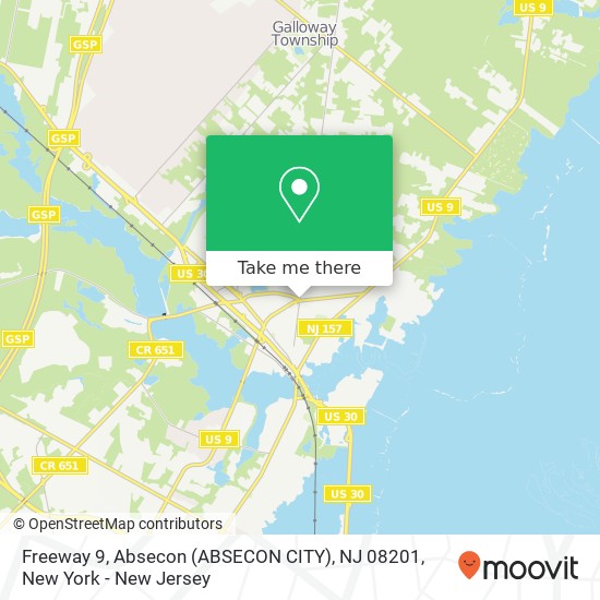 Mapa de Freeway 9, Absecon (ABSECON CITY), NJ 08201