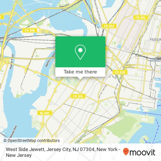 Mapa de West Side Jewett, Jersey City, NJ 07304