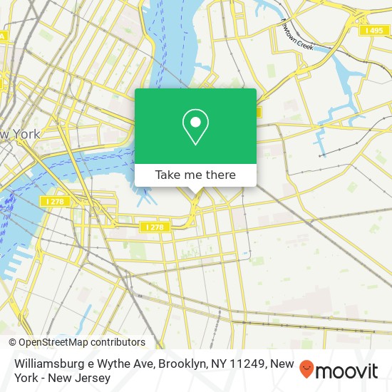 Mapa de Williamsburg e Wythe Ave, Brooklyn, NY 11249