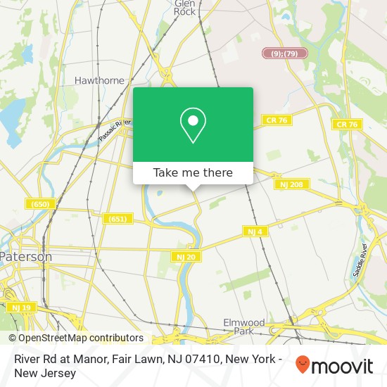 Mapa de River Rd at Manor, Fair Lawn, NJ 07410