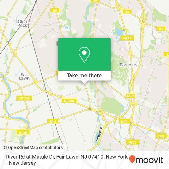 Mapa de River Rd at Matule Dr, Fair Lawn, NJ 07410