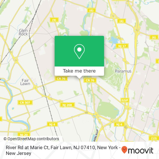Mapa de River Rd at Marie Ct, Fair Lawn, NJ 07410