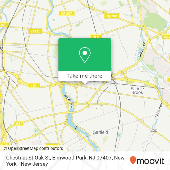 Mapa de Chestnut St Oak St, Elmwood Park, NJ 07407