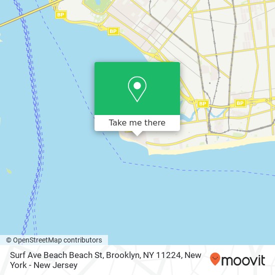 Mapa de Surf Ave Beach Beach St, Brooklyn, NY 11224