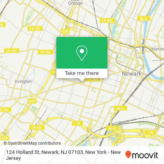 Mapa de 124 Holland St, Newark, NJ 07103