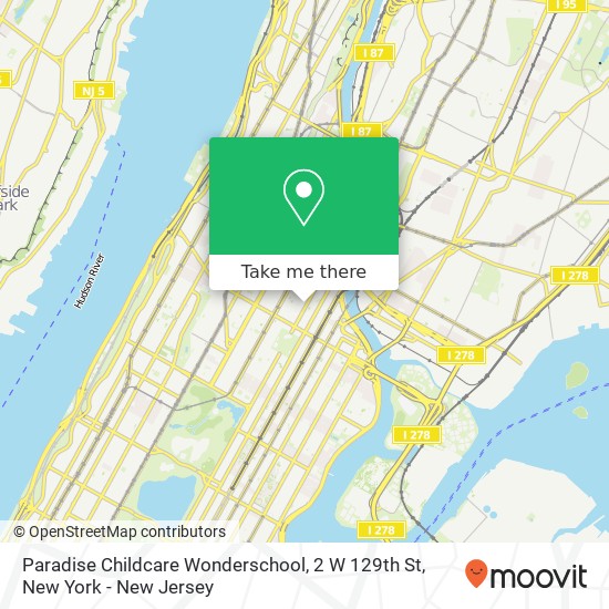 Mapa de Paradise Childcare Wonderschool, 2 W 129th St