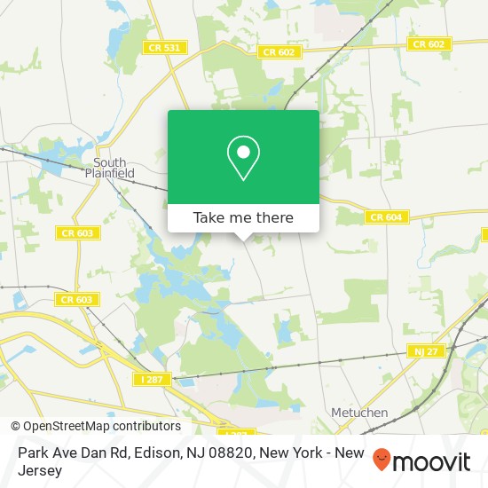 Mapa de Park Ave Dan Rd, Edison, NJ 08820