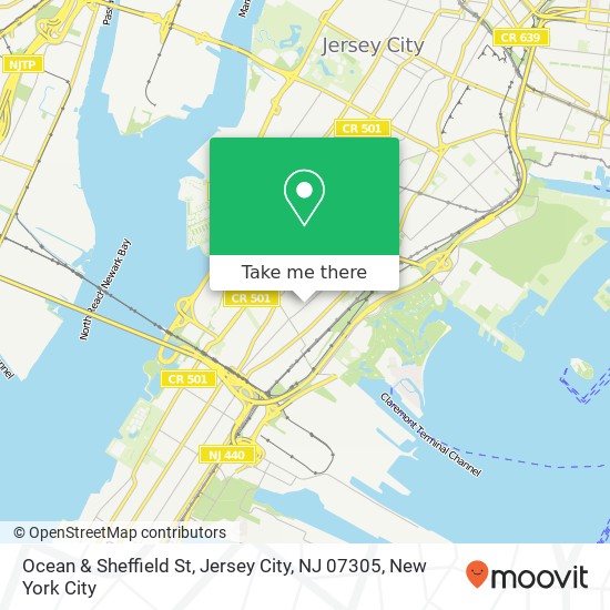 Mapa de Ocean & Sheffield St, Jersey City, NJ 07305