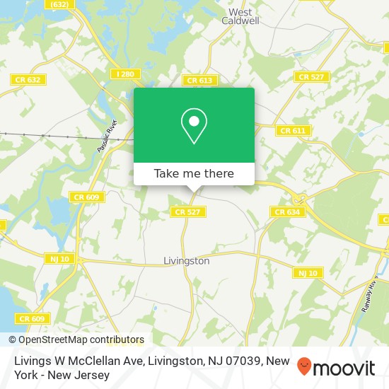 Mapa de Livings W McClellan Ave, Livingston, NJ 07039
