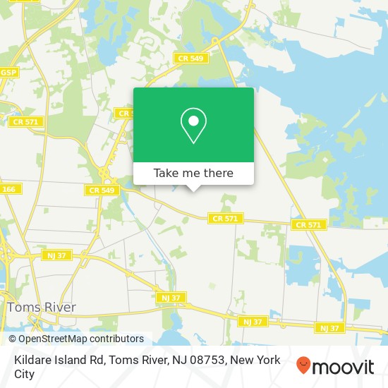 Mapa de Kildare Island Rd, Toms River, NJ 08753