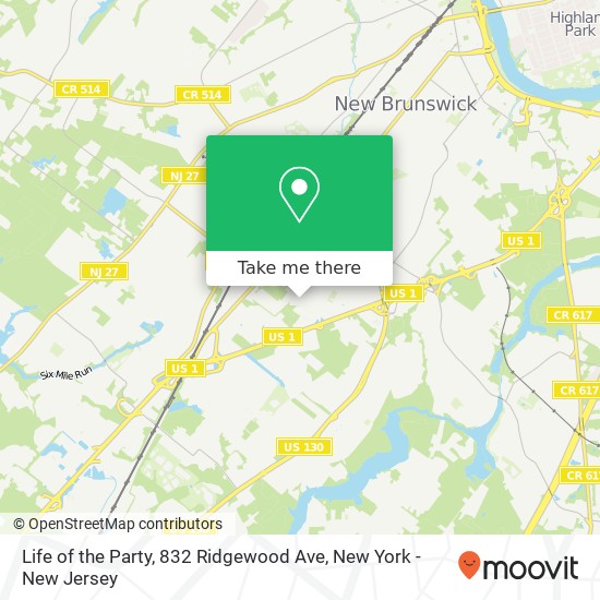 Mapa de Life of the Party, 832 Ridgewood Ave